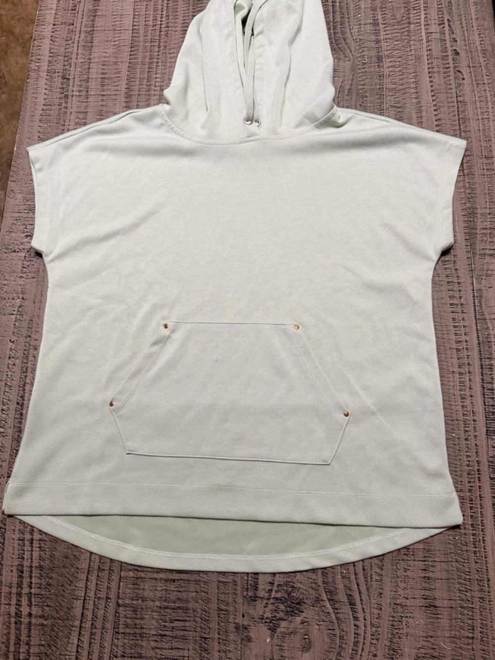 Tahari Elie Mint Green Hooded Short-Sleeve Pullover